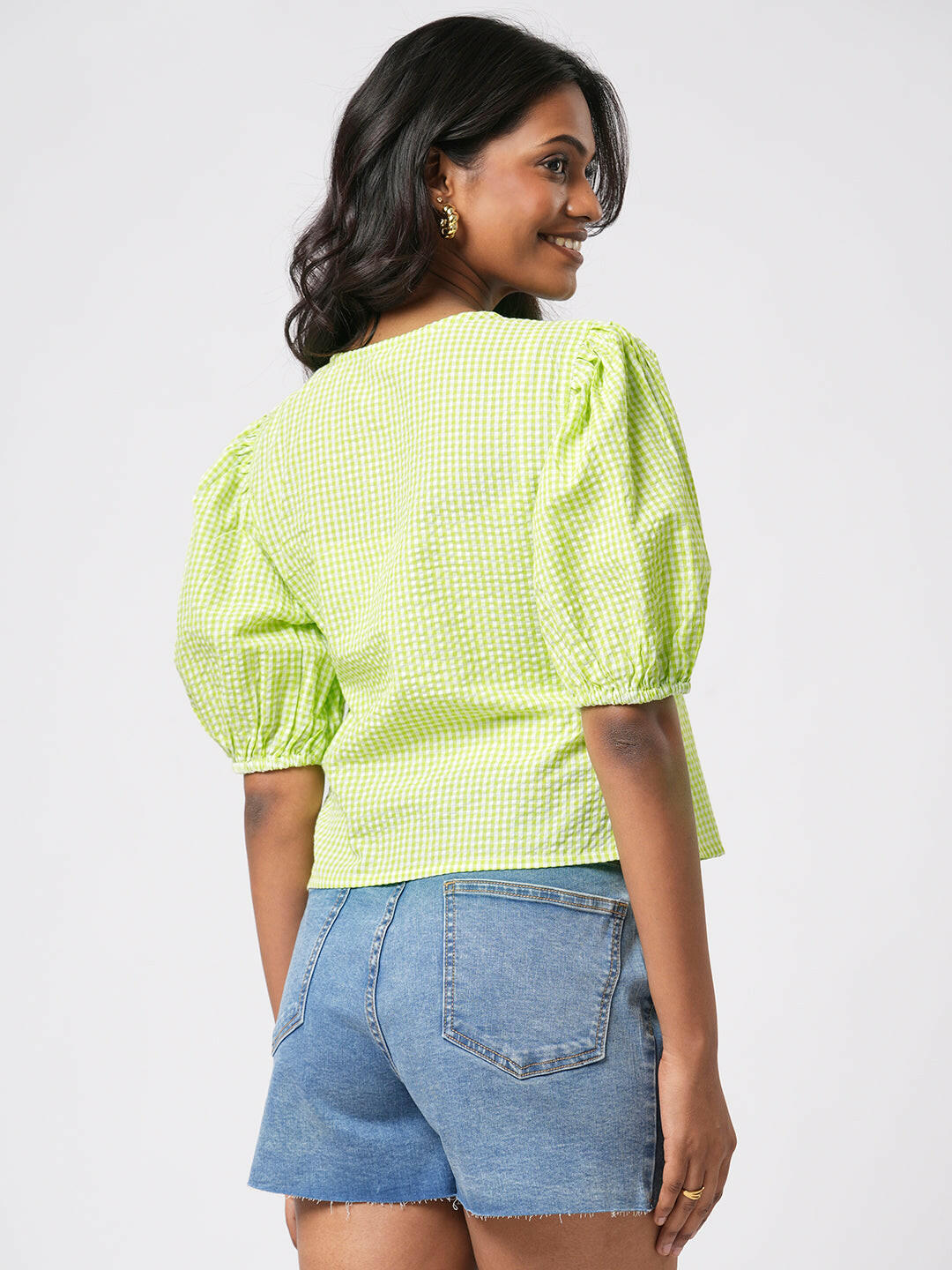 Gingham Wrap Top.